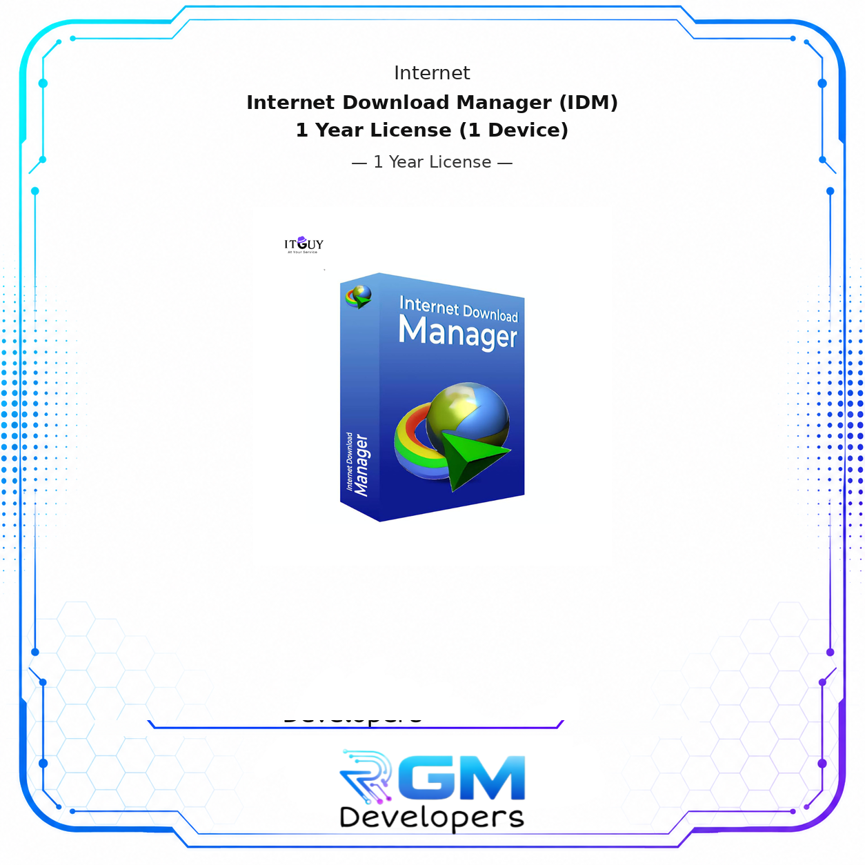<p>Stop waiting for slow browser downloads. Internet Download Manager (IDM) is a Windows download manager developed by Tonec, Inc. that accelerates download speeds by splitting files into multiple segments and downloading them simultaneously. This is a authentic 1-year license key that activates IDM on a single Windows device via the official IDM activation system.</p> <p>IDM has been actively developed and updated since 1999 and remains one of the most widely used download managers on Windows, with regular updates released throughout the year to maintain browser compatibility and improve download performance.</p> <h3>Benefits of Purchasing Internet Download Manager (IDM)</h3> <p>Here is what this license includes and what IDM does on your device:</p> <ul> <li><strong>Download acceleration through dynamic file segmentation.</strong> IDM splits each file into multiple segments at the start of a download and assigns a separate connection to each segment, downloading them simultaneously. Unlike other download managers that fix segment sizes before the download begins, IDM dynamically divides segments during the download, selecting the largest available segment and splitting it further as new connections become available. This approach keeps all connections consistently busy and minimizes the time spent negotiating with servers.</li> <li><strong>Pause and resume downloads with full error recovery.</strong> IDM will resume any interrupted download from exactly where it stopped, regardless of whether the interruption was caused by a lost connection, network failure, computer shutdown, or unexpected power outage. You do not need to restart downloads from the beginning.</li> <li><strong>Browser integration with Chrome, Edge, Firefox, Opera, and others.</strong> IDM installs a browser extension that automatically intercepts download links as you browse. When you click a downloadable link, IDM takes over immediately without requiring any additional steps. Integration is supported across all major browsers on Windows, including Chrome, Microsoft Edge, Firefox, Opera, Safari, and older browsers such as Internet Explorer.</li> <li><strong>Video download panel for saving streaming content.</strong> When you visit a page containing a video, IDM displays a download panel directly on the video player. You can select from available quality options and save the video to your device. IDM supports recognition of video streams in standard and Ultra HD formats including 4K and 8K where available.</li> <li><strong>Built-in download scheduler for automated and queued downloads.</strong> You can configure IDM to begin downloads at a specific time, stop at a set time, or run periodically to synchronize files. Multiple download queues can be created and scheduled independently, and IDM can be set to disconnect from the internet or shut down your computer automatically after all queued downloads are complete.</li> <li><strong>Site grabber for bulk file downloading.</strong> IDM can scan a website and download all files that match the filters you define, such as all images, all PDFs, or files of a specific type. Multiple grabber projects can be scheduled and run independently.</li> <li><strong>Automatic file organization into categories.</strong> IDM sorts downloaded files into categories based on file type, such as documents, videos, music, and software, keeping your downloads folder organized without manual effort.</li> <li><strong>Antivirus scanning on download completion.</strong> IDM can automatically pass each completed download to your installed antivirus software for scanning before you open the file. Compatible scanners include Windows Defender and other major antivirus applications installed on your system.</li> <li><strong>Download speed limiter for bandwidth control.</strong> You can set a maximum download speed to prevent IDM from consuming your full connection while you are using the internet for other tasks. Progressive downloading with quota limits is also available for connections that enforce fair access policies.</li> <li><strong>Dark theme and customizable interface.</strong> IDM includes a dark theme option and supports customizable toolbar skins. The interface uses a familiar Windows-style layout with system tray integration and right-click context menu support across all major browsers.</li> </ul> <h3>Who Needs Internet Download Manager (IDM)?</h3> <ul> <li><strong>Frequent downloaders</strong> who regularly download large files such as software installers, video files, or datasets, and want to maximize download speed and reliability on their Windows PC.</li> <li><strong>Content researchers and media professionals</strong> who need to save video content from various platforms for offline review, archiving, or reference purposes.</li> <li><strong>Users on limited or metered connections</strong> who need scheduled downloads, bandwidth throttling, and quota management to control when and how much data is consumed.</li> <li><strong>Anyone who has experienced failed or incomplete downloads</strong> from their browser and wants a tool that automatically recovers and resumes interrupted transfers without starting over.</li> </ul> <p>If you are not looking for yearly subscriptions, then check out lifetime access to the best download manager.</p> <h3>System Requirements</h3> <ul> <li>Operating system: Windows 7, 8, 8.1, 10, or 11 (including ARM-based Windows devices)</li> <li>Compatible browsers: Google Chrome, Microsoft Edge, Mozilla Firefox, Opera, and others</li> </ul> <h3>What You Will Receive</h3> <ul> <li>Authentic Internet Download Manager (IDM) 1-year license key for 1 device, delivered digitally after purchase confirmation.</li> <li>Step-by-step activation instructions for installing and registering IDM on your Windows PC.</li> <li>Customer support available for any installation or activation issues during the license period.</li> </ul> <h3>Important Notes</h3> <ul> <li>This license is valid for 1 year from the date of activation on a single Windows device. It does not cover macOS or any other operating system.</li> <li>The license is tied to one device at a time. If you need to move it to a new device, IDM must be deactivated on the original device first.</li> <li>IDM requires its browser extension to be installed and kept enabled in each browser for automatic download interception to work. The extension must also be kept up to date as browsers release new versions.</li> <li>This is a digital product delivered electronically. No physical media or printed documentation will be shipped.</li> </ul> </div> <p>Available from RGM Developers with secure checkout and quick digital fulfillment.</p>