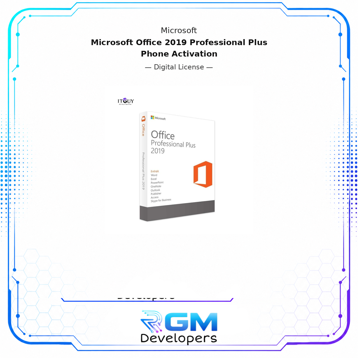 <p>Activate your <strong>Microsoft Office 2019 Professional Plus</strong> securely through <strong>official Microsoft Phone Activation</strong>. This product provides a <strong>lifetime license</strong> for one device, delivering access to the full suite of Office applications, including Word, Excel, PowerPoint, Outlook, Access, and Publisher.</p> <p>This method is ideal for users who prefer direct assistance during activation. The entire process is safe, fast, and verified through Microsoft’s activation system.</p> <h3><strong>Key Features</strong></h3> <ul> <li>Lifetime activation for one PC (Windows)</li> <li>One-time payment, no subscription required</li> <li>100% authentic Microsoft product key</li> <li>Includes full versions of: Word, Excel, PowerPoint, Outlook, Access, Publisher</li> <li>Works on Windows 10 and Windows 11</li> <li>Supports both 32-bit and 64-bit systems</li> <li>Secure Microsoft phone activation process</li> </ul> <h3><strong>How Phone Activation Works?</strong></h3> <ol> <li><strong>Install Office 2019 Pro Plus</strong> using the setup file provided after purchase.</li> <li>Once installed, open any Office app (like Word or Excel).</li> <li>When prompted for activation, select <strong>“I want to activate the software by telephone.”</strong></li> <li>You will see an <strong>Installation ID</strong> on your screen.</li> <li><strong>Share your Installation ID (or a clear screenshot of the entire activation window)</strong> with our support team.</li> <li>Within <strong>1–2 minutes</strong>, we will send your <strong>Confirmation ID back</strong>.</li> <li>Enter the Confirmation ID in the same window and complete activation.</li> <li>Office 2019 Pro Plus will now be fully activated for lifetime use.</li> </ol> <p>Looking for another version? Check here.</p> <h3><strong>Why Choose Phone Activation?</strong></h3> <ul> <li>Fast and reliable method supported by Microsoft’s official servers</li> <li>No third-party tools required</li> <li>Personalized support during activation</li> <li>Works even if online activation fails</li> <li>Permanent license – never expires</li> </ul> <h3><strong>System Requirements</strong></h3> <ul> <li>OS: Windows 10 or Windows 11</li> <li>Processor: 1.6 GHz or faster, dual-core</li> <li>Memory: 4 GB RAM (64-bit), 2 GB RAM (32-bit)</li> <li>Storage: 4 GB available disk space</li> </ul> <h3>Important Activation Notice</h3> <p>Please read the following notes and disclaimers before purchasing. This product uses <strong>Phone Activation</strong> and is intended for <strong>one-time activation only</strong>.</p> <ul> <li>The key is <strong>valid for first-time activation on one device</strong>.</li> <li>Once activated successfully, the key <strong>cannot be reused</strong>.</li> <li>If you <strong>reinstall Microsoft Office</strong>, <strong>reinstall Windows</strong>, or <strong>reset/format your PC</strong>, the same key <strong>may NOT work again</strong>.</li> <li>Hardware changes (such as motherboard replacement) can also cause the key to <strong>fail reactivation</strong>.</li> <li>Microsoft does <strong>not guarantee reactivation</strong> for phone-activated keys.</li> </ul> <h4><strong>Recommended for users who:</strong></h4> <ul> <li>Do not plan to reinstall Windows or Office.</li> <li>Want a lower-cost, one-time activation solution.</li> </ul> <p>Is it your first purchase from RGM Developers? Here’s a glimpse of what customer experience looks like.</p> </div>