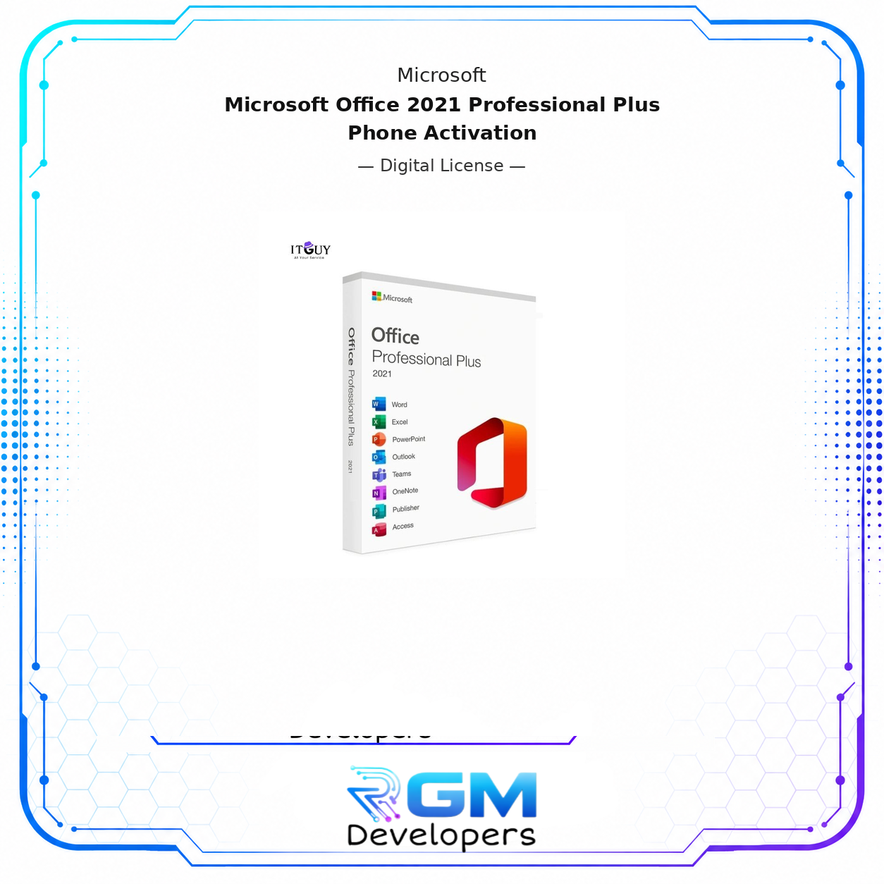 <p>Get lifetime access to the latest Microsoft productivity suite with <strong>Microsoft Office 2021 Professional Plus</strong>, activated through <strong>official Microsoft Phone Activation</strong>. Designed for businesses, professionals, and home users, this edition provides all the essential Office applications with improved performance and new features.</p> <p>This activation process ensures your license is genuine, secure, and permanently linked to your PC after verification through Microsoft’s official phone activation system.</p> <h3><strong>Key Features</strong></h3> <ul> <li>Lifetime activation for one PC (Windows)</li> <li>Authentic Microsoft license with phone activation</li> <li>Includes: Word, Excel, PowerPoint, Outlook, Access, Publisher, and OneNote</li> <li>Works seamlessly on Windows 10 and Windows 11</li> <li>Supports both 32-bit and 64-bit versions</li> <li>One-time purchase, no renewal or subscription fees</li> <li>Fast and secure activation support provided</li> </ul> <h3><strong>How Does Phone Activation Work?</strong></h3> <ol> <li><strong>Install Office 2021 Pro Plus</strong> using the setup file provided after purchase.</li> <li>Open any Office application (such as Word or Excel).</li> <li>When the activation screen appears, select <strong>“I want to activate the software by telephone.”</strong></li> <li>A window will display your <strong>Installation ID</strong>.</li> <li><strong>Share your Installation ID (or a clear screenshot of the full activation window)</strong> with our support team.</li> <li>Within <strong>1–2 minutes</strong>, you’ll receive your <strong>Confirmation ID</strong>.</li> <li>Enter the Confirmation ID in the same window to complete activation.</li> <li>Your copy of Office 2021 Pro Plus is now permanently activated.</li> </ol> <p>Read the complete phone activation guide.</p> <h3><strong>Why Choose Phone Activation?</strong></h3> <ul> <li>Safe and official method using Microsoft’s servers</li> <li>Quick 1–2 minute activation response time</li> <li>Ideal for users facing online activation errors</li> <li>Personal support from our team during setup</li> <li>Permanent license tied to your device</li> <li>No online account or sign-in required</li> </ul> <h3>Important Activation Notice (Please Read Before Purchase)</h3> <p>This product uses <strong>Phone Activation</strong> and is intended for <strong>one-time activation only</strong>.</p> <ul> <li>The key is <strong>valid for first-time activation on one device</strong>.</li> <li>Once activated successfully, the key <strong>cannot be reused</strong>.</li> <li>If you <strong>reinstall Microsoft Office</strong>, <strong>reinstall Windows</strong>, or <strong>reset/format your PC</strong>, the same key <strong>may NOT work again</strong>.</li> <li>Hardware changes (such as a motherboard replacement) can also cause the key to <strong>fail to reactivate</strong>.</li> <li>Microsoft does <strong>not guarantee reactivation</strong> for phone-activated keys.</li> </ul> <h4><strong>It is recommended for users who:</strong></h4> <ul> <li>Do not plan to reinstall Windows or Microsoft Office.</li> <li>Want a lower-cost, one-time activation solution.</li> </ul> <p>View our customer experiences.</p> </div> <p>Available from RGM Developers with secure checkout and quick digital fulfillment.</p>