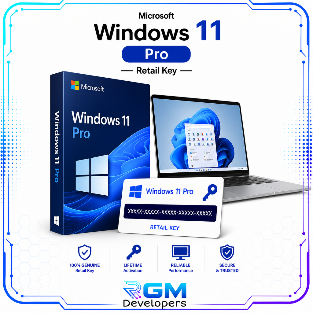 <p>A genuine Windows 11 Pro Retail Product Key gives you full control of your PC, built for professionals, advanced users, and anyone who wants the complete Windows experience without limitations. From enterprise-grade BitLocker encryption to seamless business tool integration, this retail license offers features the Home edition simply does not. Requires a 1 GHz or faster processor, 4GB of RAM, and 64GB of storage, making it compatible with most modern devices.</p> <p>Unlike OEM licenses, which are permanently tied to a single device, a Windows 11 Pro Retail Product Key lets you transfer your license to a new machine, making it a smarter long-term investment for anyone who upgrades their hardware regularly.</p> <h3><strong>Benefits of Purchasing Windows 11 Pro Retail Product Key</strong></h3> <p>A retail license is the most flexible way to own Windows 11 Pro, giving you genuine activation, full access to all features, and the freedom to transfer your license when your setup changes. Here is what you get:</p> <ul> <li><strong>Authentic retail license with cross-device transferability.</strong> Unlike OEM keys, this license can be deactivated and moved to a new device when you upgrade your hardware, protecting your investment beyond a single machine.</li> <li><strong>Full access to BitLocker, Hyper-V, and Remote Desktop.</strong> Professional-tier features are unavailable in Windows 11 Home. BitLocker encrypts your drives, Hyper-V runs virtual machines natively, and Remote Desktop gives you access to your PC from anywhere.</li> <li><strong>Instant digital delivery with no waiting time.</strong> Your key is delivered electronically immediately after purchase confirmation, so you can get up and running without delays.</li> <li><strong>Lifetime activation with no recurring subscription.</strong> Once activated, your license remains valid for the life of the device or until you choose to transfer it to another machine.</li> <li><strong>Priority access to Windows updates and new features.</strong> Stay current with the latest security patches and feature rollouts delivered through Windows Update at no additional cost.</li> <li><strong>Advanced productivity tools for professional workflows.</strong> Snap Layouts, virtual desktops, Group Policy support, and enterprise management capabilities make Windows 11 Pro the preferred choice for users who push their systems hard.</li> </ul> <h3><strong>Who Needs Windows 11 Pro Retail Product Key?</strong></h3> <ul> <li><strong>Power users and enthusiasts</strong> who want a transferable retail license they can carry from one build to the next, without having to purchase Windows again.</li> <li><strong>Professionals and freelancers</strong> who rely on BitLocker, Remote Desktop, or Hyper-V virtual machines for their day-to-day work.</li> <li><strong>Small business owners</strong> setting up workstations who need genuine, fully licensed software with enterprise management tools.</li> <li><strong>Anyone upgrading from Windows 10 or Windows 11 Home</strong> who wants to unlock the full Pro feature set through a clean retail-grade activation.</li> </ul> <h3><strong>What You Will Receive</strong></h3> <ul> <li>Windows 11 Pro Retail Product Key is delivered digitally after purchase confirmation.</li> <li>Access to official Microsoft installation media for a clean install or in-place upgrade.</li> <li>Step-by-step activation instructions for new and existing Windows systems.</li> <li>Customer support for any activation or installation issues during the warranty period.</li> </ul> <h3>Important Notes</h3> <ul> <li>This key supports activation of Windows on one device at a time and can be transferred only after it is deactivated from the previous system.</li> <li>Major hardware changes, such as a motherboard replacement, may trigger a reactivation prompt requiring Microsoft support.</li> <li>An internet connection is required for initial activation. All outcomes are subject to Microsoft’s current licensing policies.</li> <li>This is a digital product. No physical media, packaging, or printed materials will be provided.</li> </ul> <h4><strong>Disclaimer</strong></h4> <p>This is a digital retail license key. Activation, reactivation, and transfer eligibility are governed by Microsoft’s licensing terms at the time of use. RGM Developers makes no guarantees regarding activation outcomes resulting from significant hardware modifications or changes to Microsoft’s activation policies.</p> </div>